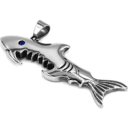 Fashion Shark Pendant Stainless Steel Jewelry Shark Bottle Opener Biker Mens Women Pendant SWP0543A