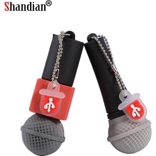 Cartoon Microphone USB 2.0 Flash Drive 4GB 8GB 16GB 32GB 64GB 128GB Gift Pen Drives Promotion Memory Stick Real Capacity U Disk