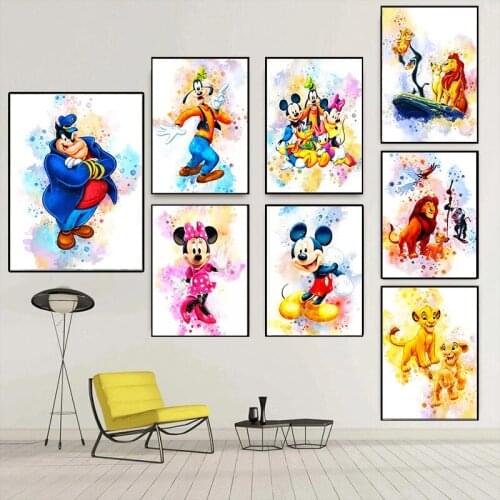 Disney Cartoon Posters Mickey Mouse & Donald Duck Canvas Painting Prints Art Picture Birthday Gift for Kids Room Decor Cuadros