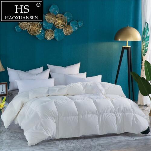 HS Filling Power 800 High Density Sanding 100% Combed Cotton Fabric Goose Down Quilt King Queen Size White Duvet Winter Blanket