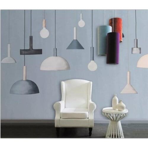 Beibehang Custom 3d wallpaper mural home decor living room sofa hand-painted modern Nordic minimalist art chandelier mural
