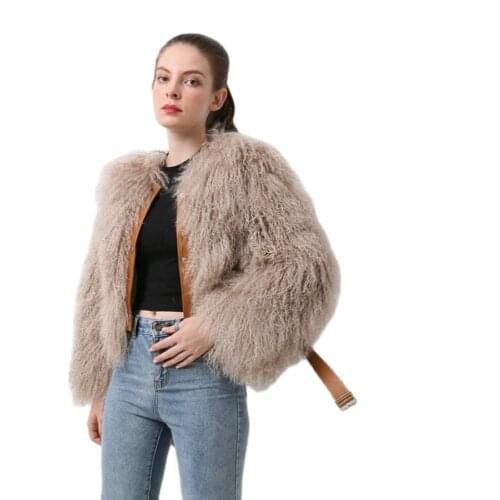 QIUCHEN PJ20079 2021 NEW ARRIVAL WOMEN winter coat real sheep fur jacket fashion fur clothes Mongolia Sheep Fur coat FASHION