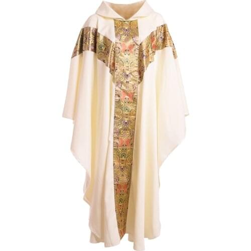 Priest Catholic Church Robe Archbishop Clergy Vestments with Stole Pope Chasuble Costume