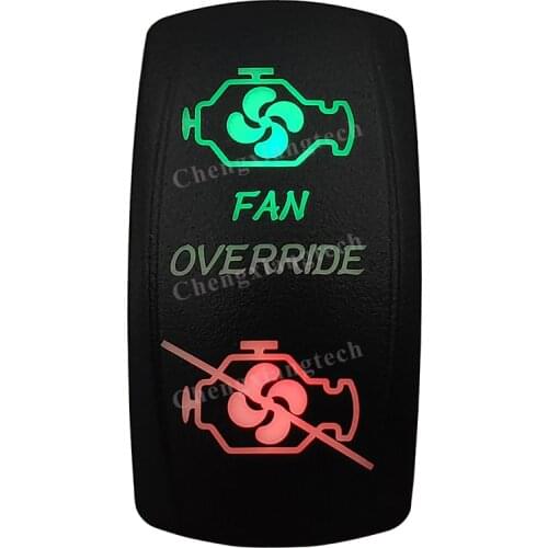 Laser -FAN OVERRIDE -Car Boat Green & Red Led On Off Rocker Switch Waterproof, Overload Protection, SPST, Truck Marine Caravan