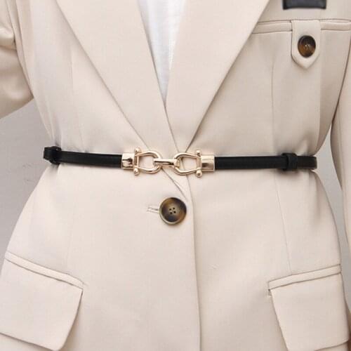 Fashion Leather Thin Belt For Women Metal Buckle Adjustable Waist Strap Female Jeans Dress Brand Designer Decoration Waistband