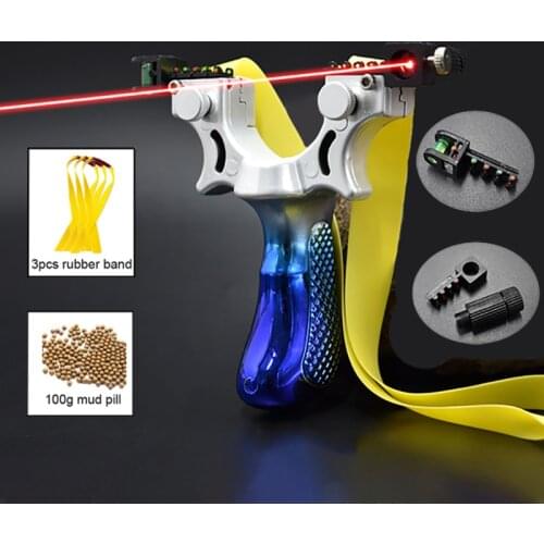 High Precision Flat Leather Slingshot Big Power Laser Aiming Point Catapult Outdoor Hunting Shooting Traditional Fast Bow