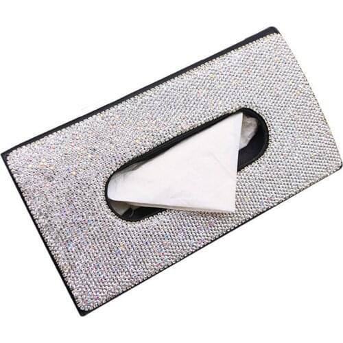 Rhinestones Auto Car Sun Visor Tissue Paper Holder Paper Towel Cover Box