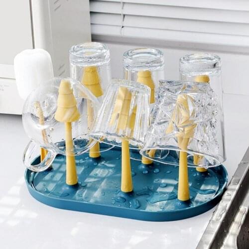 Cup Drying Rack Multifunctional With Cup Brush PP Creative Draining Glass Holder Stand Multifunctional Detachable Mug Drainer