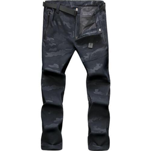 New Warm Mens Winter Hiking Outoor Inside Fleece Thermal Pants Waterproof Windproof Trousers Camping Trekking Pants