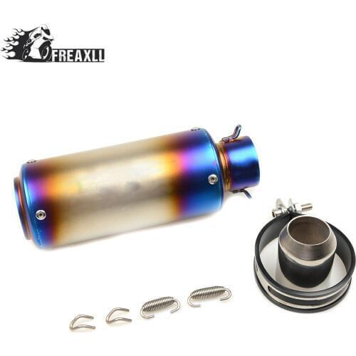 Universal 51MM 61MM Motorcycle Exhaust Pipe With Muffler Moto Bike Pot Escape For yamaha virago r1 jog xmax 300 honda cb650f