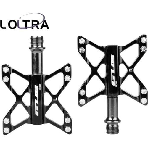LOLTRA GUB Bike Pedal Aluminium Flat Platform Pedals Chrome Axle 9/16" MTB Road Bike Bearing Pedals