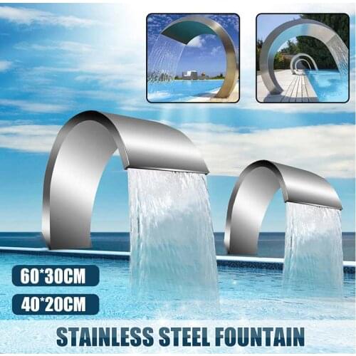 60x30cm/40x20cm Pool Waterfall Stainless Steel Water Spillway Fountain Pond Decorative Hardware Faucet Swimming Pool Fountain