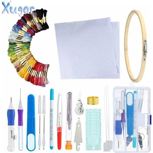 Magic Embroidery Pen Punch Needle Set Embroidery Patterns Punch Needle Kit Craft Tool Threads For DIY Sewing Tools with Case