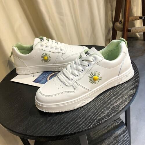 2020 New Spring and Autumn Fashion Comfortable Wild Shoes Womens Solid Color Lace Up Student Casual Flower Vulcanize Shoes
