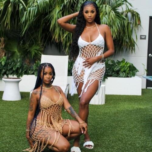 Women Summer Elegant Mesh Fitted Sexy Mini Short Dress Fashion Seaside Blouse Knitted Casual Swimsuit Suit Club Positioning