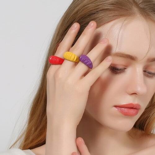 Candy Color Acrylic Geometric Thread Opening Joint Ring Gothic Irregular Resin Finger Ring for Women Aesthatic Jewelry Gift