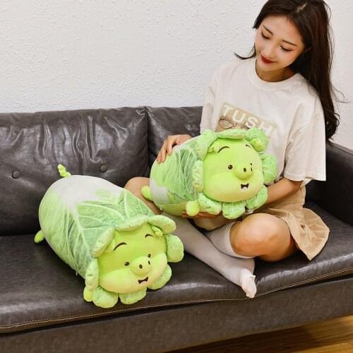 1pc 40/55cm Kawaii Chinese Cabbage Pig Plush Toys Creative Animal Pig Plush Pillow Stuffed Cauliflower PIG Dolls For Girls Baby