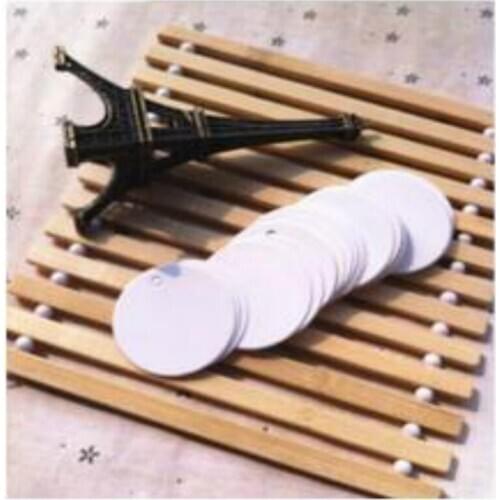 3.5*3.5cm Latest Clothing Accessories Decoration White Tag Kraft Paper Round Small Label With Hemp Rope 500pcs/lot