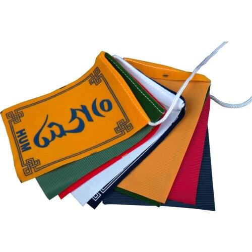 3PCS Nepal Hanging Mini Six-Character Mantra Prayer Flag Tibetan Buddhism Wind Horse Prayer Flags Guanyin 5 Colors Length 90cm
