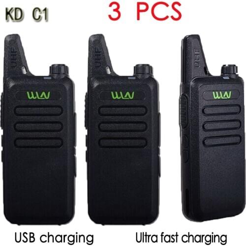 3PCS WLN KD-C1Mini Walkie Talkie Portable Radio UHF 400-470 MHz 5W 1500mah With 16 Channels slim Amateur Handheld Transceiver