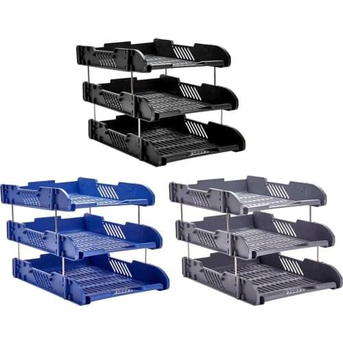 3 Layers Plastic File Basket, Thicken Plastic File Desktop Storage Shelf, Rack Document Holder, School Home Office Supplies