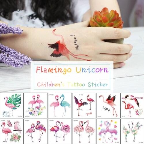 5pcs/set Flamingo Childrens Tattoo Sticker Unicorn Sticker Temporary Tattoo Art Waterproof Hand Arm for Child Boy Girl 75*80mm