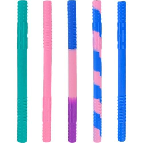 5pcs Silicone Beverage Straws Multi-color Safe Food-grade Silicone Baby And Children Molar Rods Food Supplement Straws