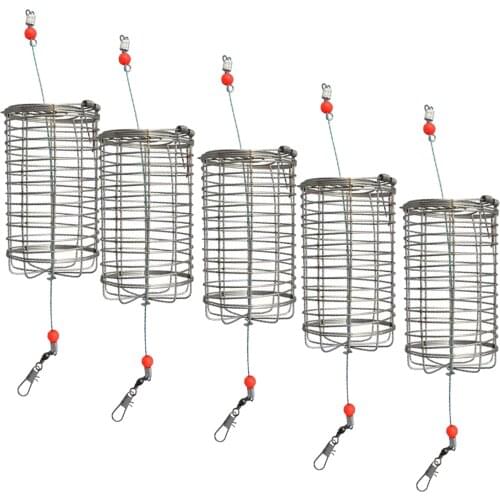 5x Fishing Feeder Cage Basket Thrower Carp Attracting Accessories