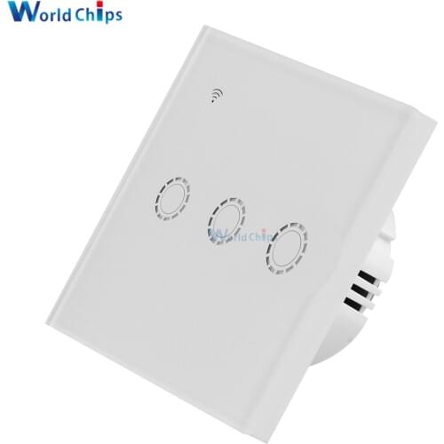 AC 100-240V Wifi Smart Light Wall Switch with Glass Panel Touch Sensor Tuya APP Remote Control Work with Alexa Google Home