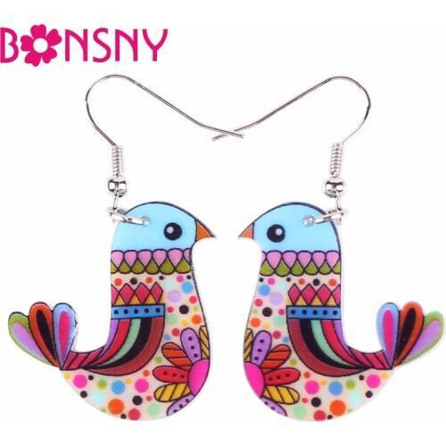 Bonsny Acrylic Bohemian Drop Dangle Bird Long Earrings For Women 2017 New Novelty Jewelry Cartoon Bijoux Bricons Accessories