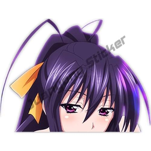 Peeker Car Stickers Anime High School DxD Himejima Akeno Bumper Window Helmet Cover scratches Waterproof Vinyl Decal KK13x13cm
