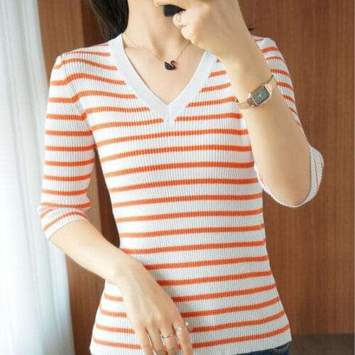 BARESKIY Womens Striped T-shirts