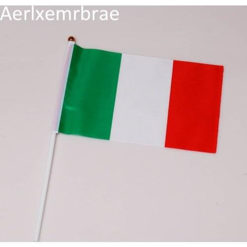 Free shipping 50pcs italy Hand Flag National italy Hand Flag 14*21cm Polyester Banner Custom Hand flag