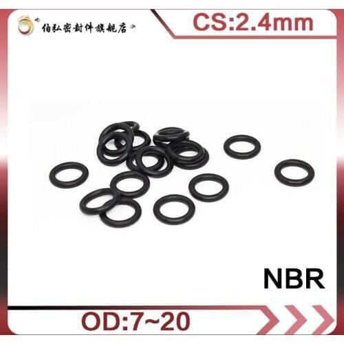 Nitrile Rubber O-Ring 50PCS/lot Black NBR Sealing CS2.4mm OD7/8/9/10/11/12/13/14/15/16/17/18/19/20mm O-Ring Seal Gasket Ring