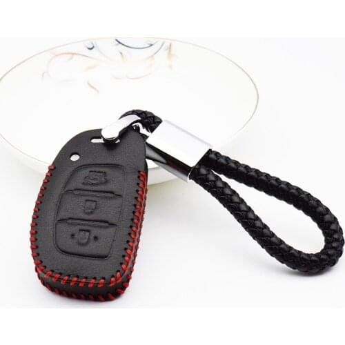 For Hyundai Solaris 2017 Creta I10 I20 I30 I40 IX25 IX35 Getz Tucson Car Key Cover Case Real Leather Key Ring Smart Shell Holder