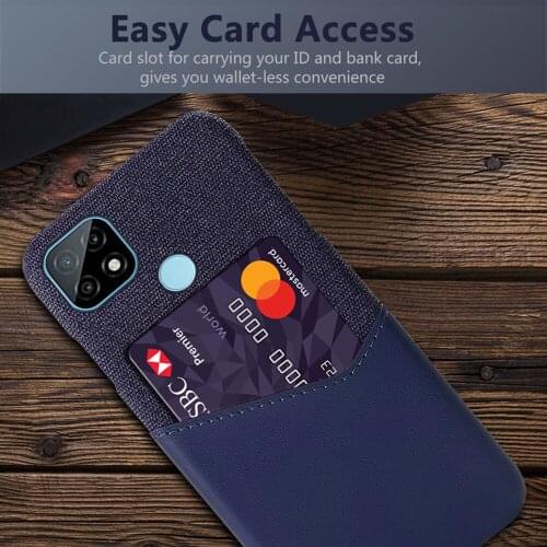 Business Case On The For OPPO Realme C21 C17 C20 C12 Funda Cloth Texture Card Slot Cover For Oppo Realme C 17 12 20 21 Coque