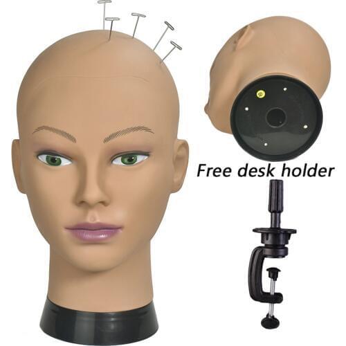 Bald Mannequin Head With Clamp Female Mannequin Head For Wig Making Hat Display Cosmetology Manikin Head For Makeup Practice