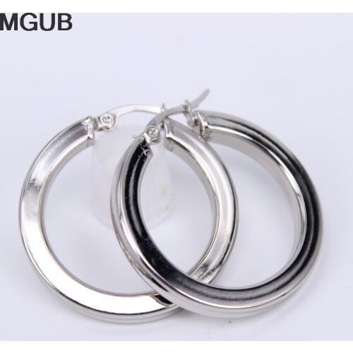 Hot Sale Hollow Multiple sizes silver Color classic Stainless steel jewelry Smooth Party Hoop Earrings for Women LH773