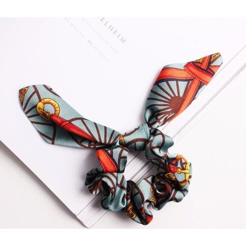 Korean Bunny Ears Scrunchies Rubber Hair Ties Windmill Scrunchie Women Elastic Hair Bands Girls Ponytail Holder Hair Accessories