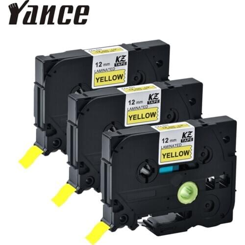3Pack laminated TZe-631 TZE 631 tze Tape 12mm Black on yellow label Tape TZ-631 for brother p-touch printer PT-E500W PT-E100B