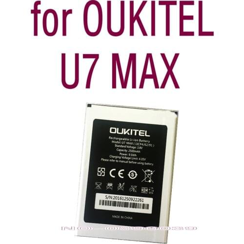 Large Capacity Li-ion High quality Replacement Battery Authentic 2500mAh For Oukitel U7 MAX Mobile Phone