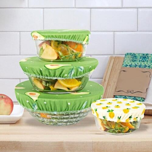 3Pcs/Set Bowl Cover Cloth Reusable Practical Fabric Keep Fresh Food Wraps for Food Cover Elastic Stretch Adjustable Bowl Lids