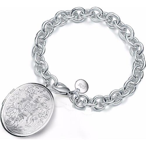 Fashion Top Quality Round Pendant Bracelets 100% 925 Sterling Silver Girls/Women/Lady Bracelets Free Shipping