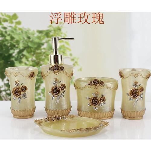 Fashion home resin bathroom set of five pieces wash set bathroom dental set kit bathroom set accessories birthday wedding gift