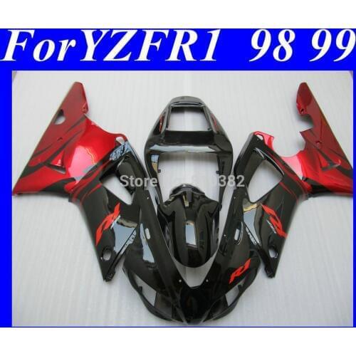 Motorcycle Fairing kit for YZFR1 98 99 YZF R1 1998 1999 yzfr1 R1000 Hot red gloss black Fairings bodywork+7gifts YM01