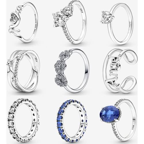 New Real 925 Sterling SilverSparkling Snowflake Double Ring For Women Luxury fashion crystal ring female birthday jewelry gift