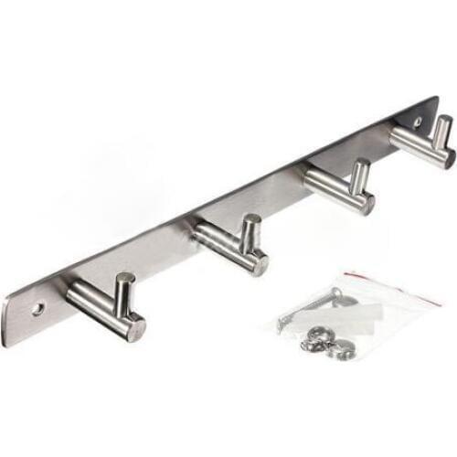 KSOL New Style 4 Hooks Coat Robe Hat Clothes Wall Hanger Rack Holder Stainless Best Selling