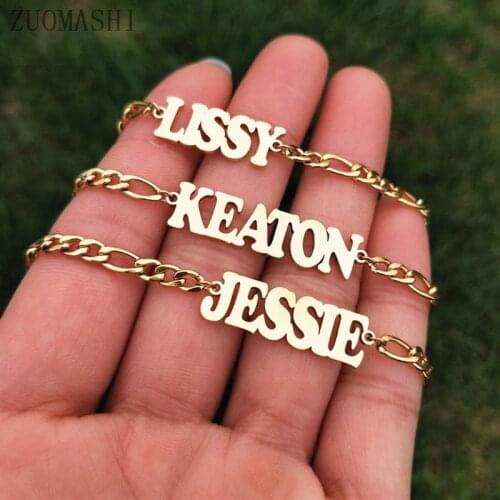 Custom Name Anklet Figaro Chain Customized Jewelry Name Anklet Foot Jewelry Personalized Anklets for Women Bridesmaid Gift
