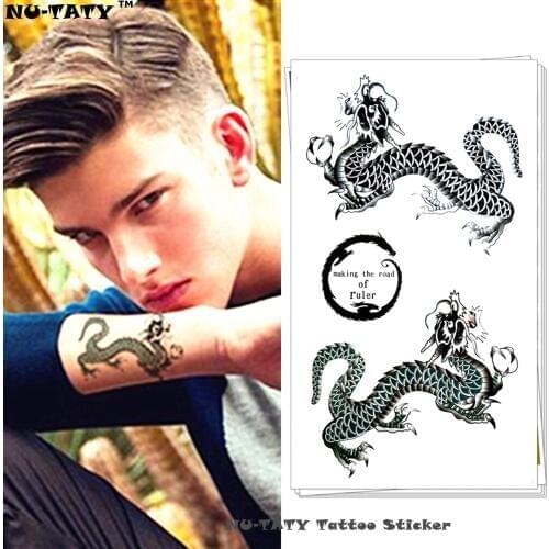 Nu-TATY The Dragon of Guardian Temporary Tattoo Body Art Arm Flash Tattoo Stickers 17*10cm Waterproof Fake Henna Painless Tattoo