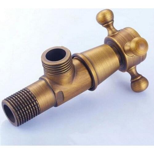 One Retro Antique Brass Bathroom Hardware Accessories 1/2" male Angle Stop Valve Dav004